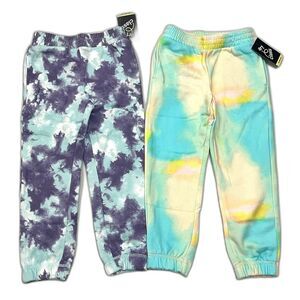 Art Class 2 Pairs Kids' Tie-Dye Jogger Pants - Purple Aqua Yellow Sweatpants XS